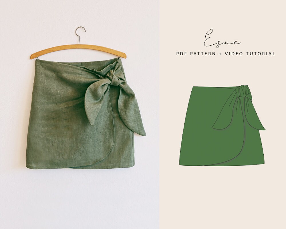 Esme Wrap Tie Front Skirt Digital Pattern // UK 4-24, US 0-20 //  PDF…
