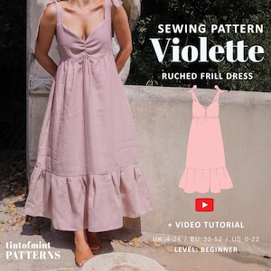 Violette Cami Tie Straps Maxi Dress Digital Pattern // UK 4-24, US 0-20 //  PDF Sewing Patterns