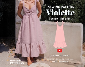 Violette Cami Maxi Dress Sewing Pattern: Tie Straps (PDF Pattern)