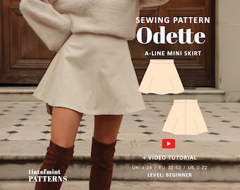 Odette Skirt PDF Digital Sewing Pattern / UK 4-24, US 0-20 / + Video Tutorial