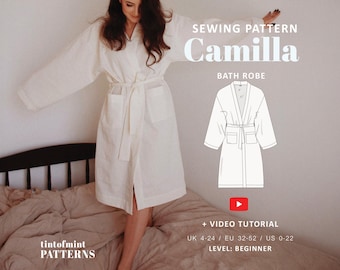 Camilla Dressing Gown Robe Digital Pattern // UK 4-24, US 0-20 //  PDF Sewing Patterns