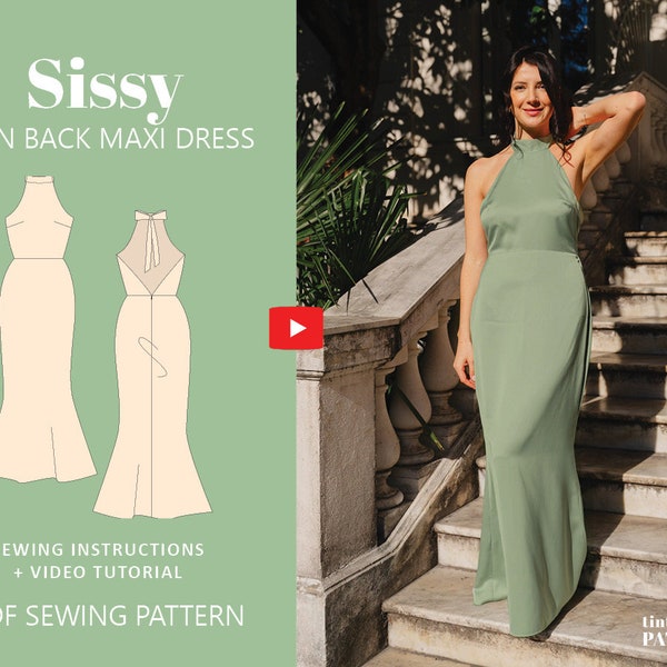 Sissy Halter Neck Dress PDF Sewing Pattern Instant Download  US 0-20/ UK 4-24 - Beginner friendly -
