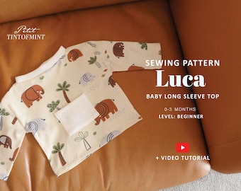 Luca Baby Langarm Top Schnittmuster // 0-3 Monate // PDF Schnittmuster