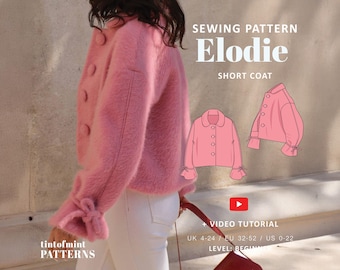 Elodie Coat PDF Digital Sewing Pattern / UK 4-24, US 0-20 / + Video Tutorial