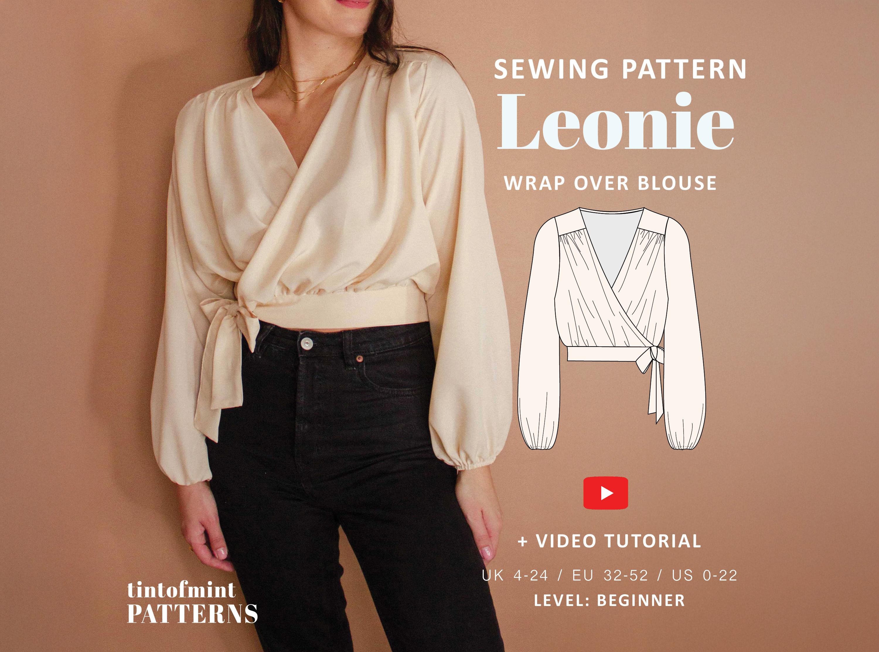 Leonie Balloon Sleeve Wrap Blouse Digital Pattern // UK 4-24, US 0 