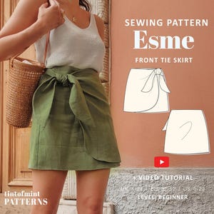 Esme Wrap Tie Front Skirt Digital Pattern // UK 4-24, US 0-20 //  PDF Sewing Patterns