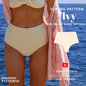 Ivy High Waist Brazilian Cut Bikini Bottoms Swimwear Pattern // UK 4-24, US 0-20 //  PDF Sewing Patterns