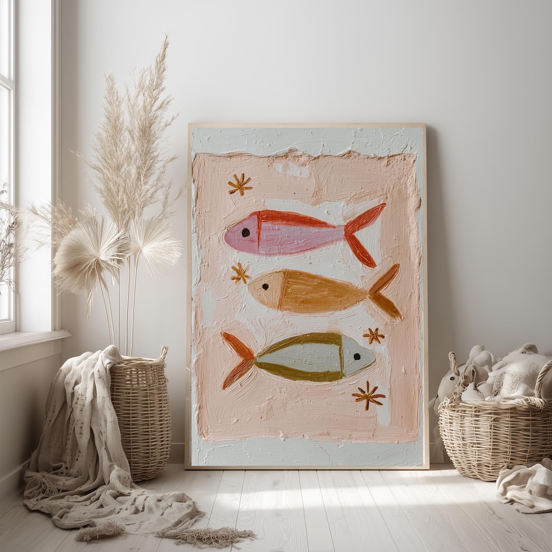 Coastal Fish Wall Art Printable - Ocean Nursery, Pastel Beach House ...