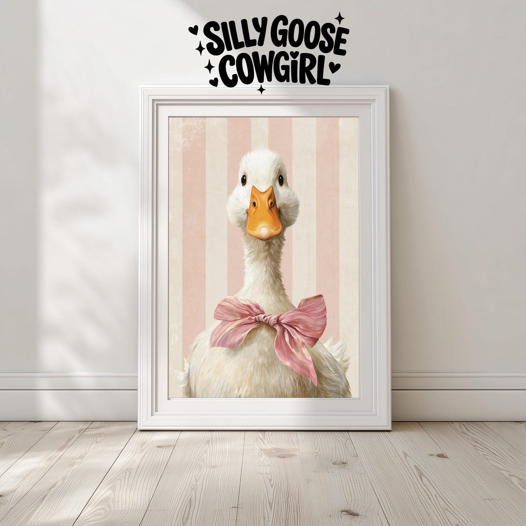 Duck Nursery Wall Art Print, Cute Animal Baby Decor, Vintage Stripe ...