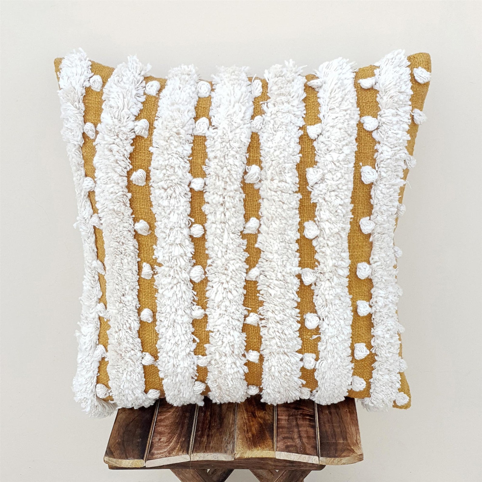 Mustard Cushion Cover 45x45 100 Cotton Tufted Textured Etsy