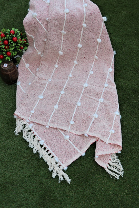 Woven Throw Blankets 100 Cotton White Throw Rug 50x60 Etsy