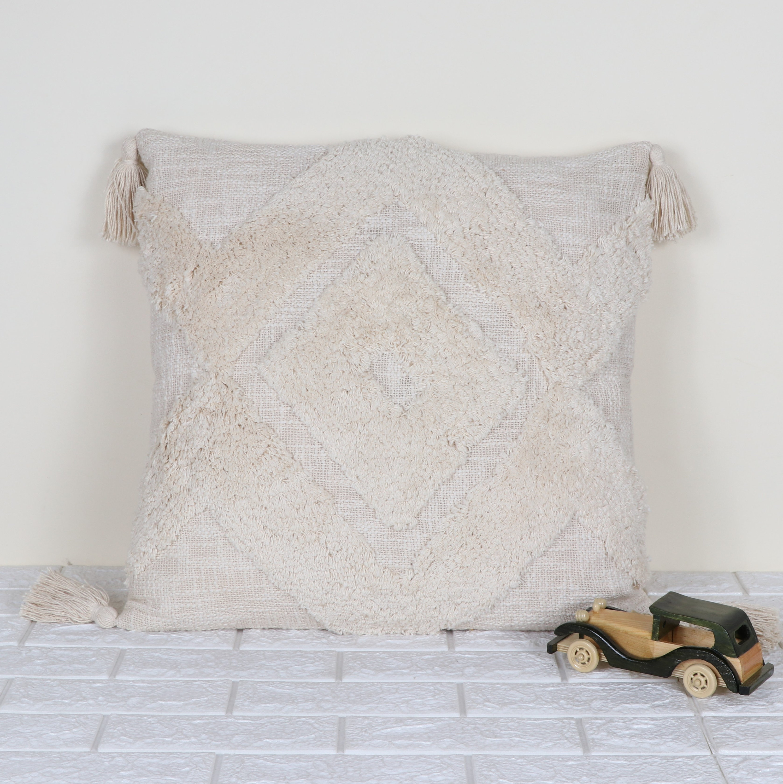 Natural White Tufted Textured Pillow 45x45 100 Cotton Pillow Etsy