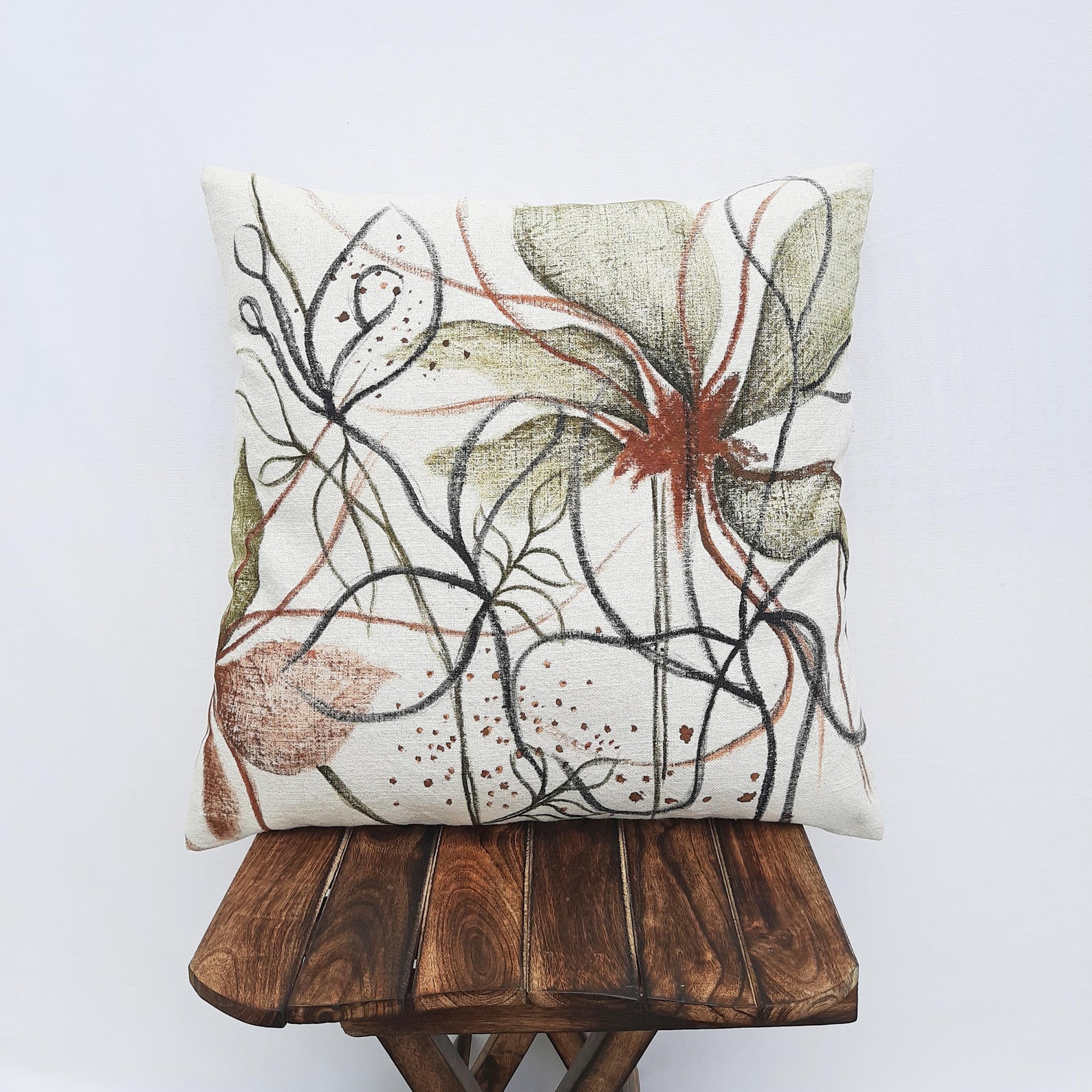 Genuine Hand Painted Cotton Cushion Cover Tree Pattern Pillows Etsy