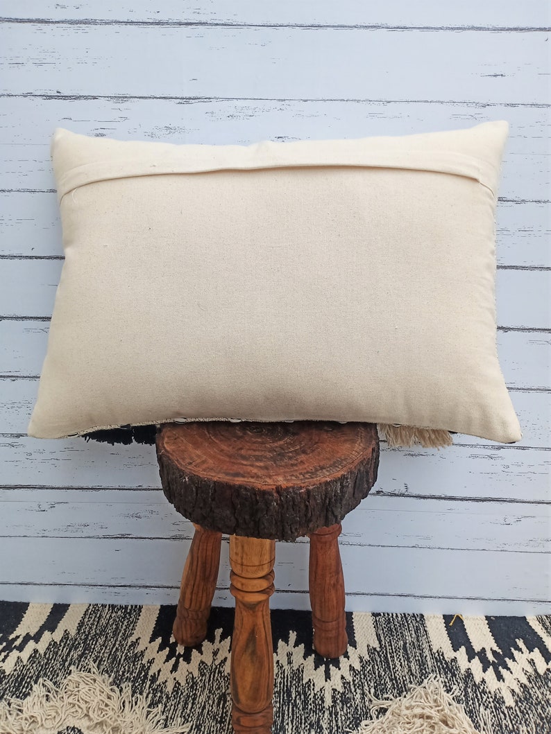 Grey Cream White Boho Decorative Fringe Embroidery Lumber Pillows Cover Cushion Cover 35x50 100/% Cotton Tufted Textured Pillow Case