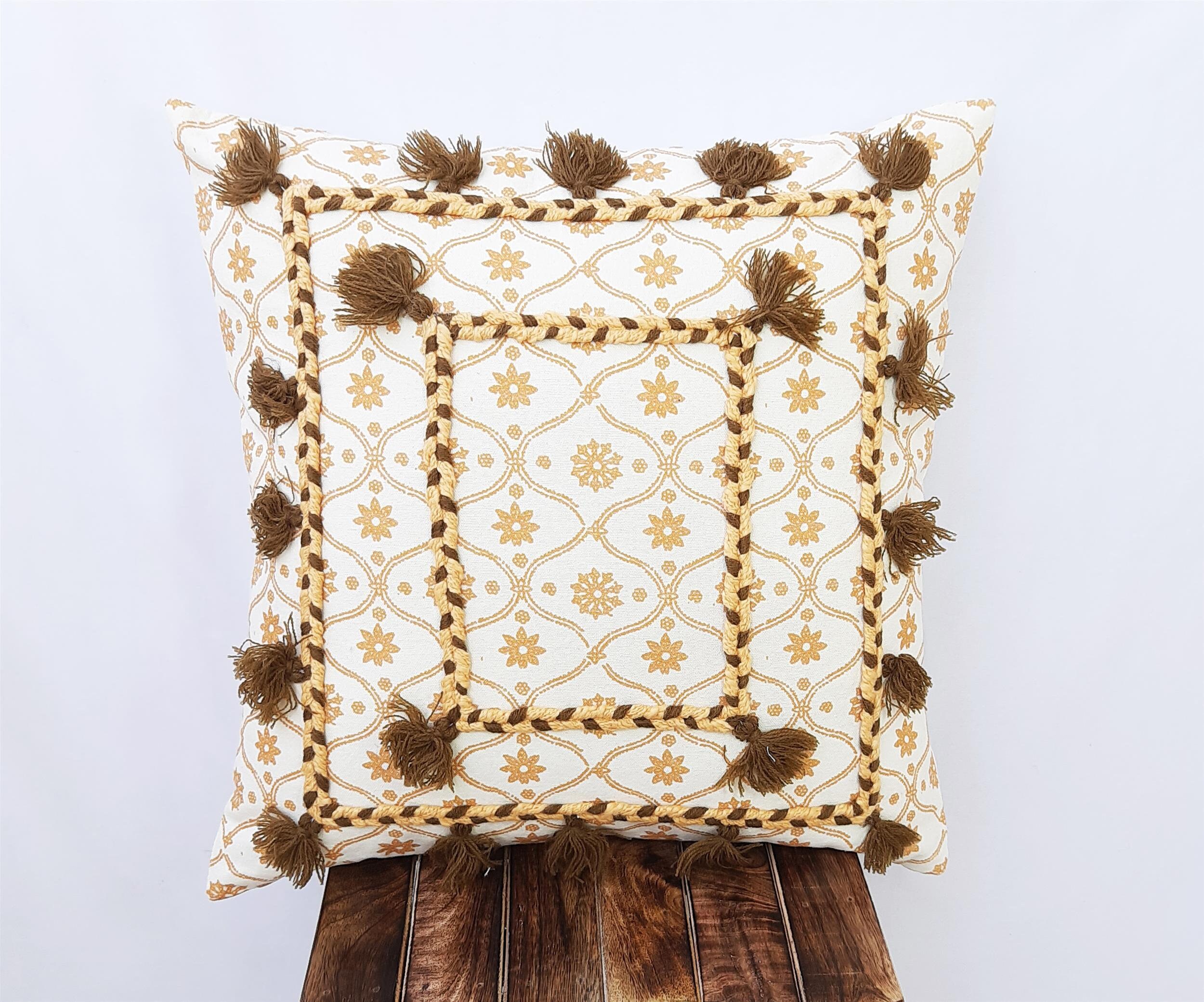 Embroidered Digital Printed Tufted Pillows 100 Cotton Etsy
