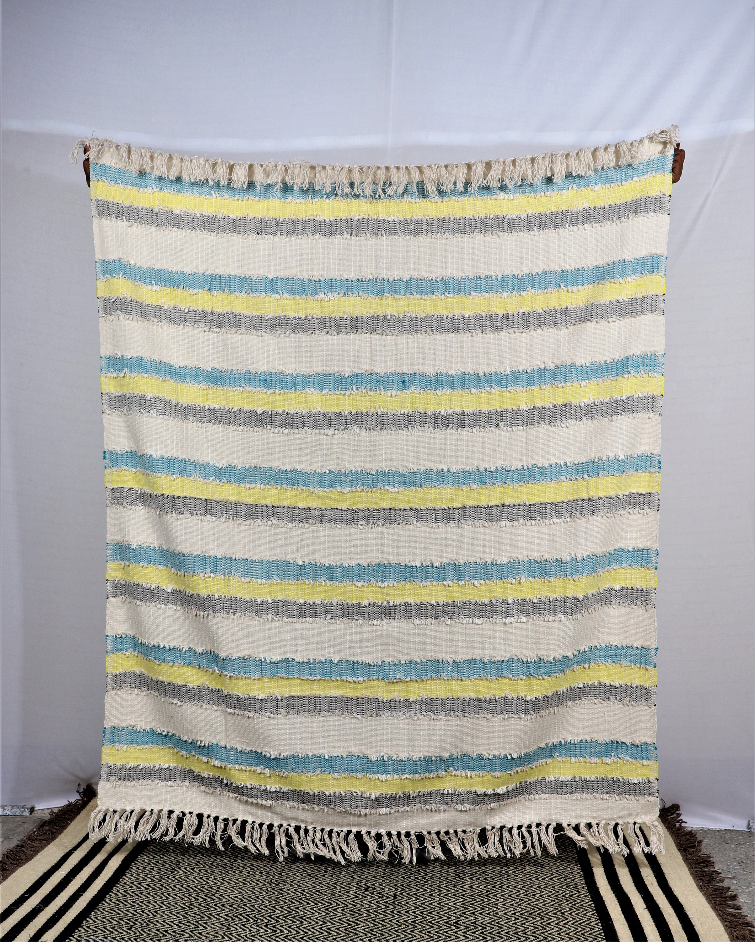 Woven Throw Blankets 100 Cotton White Throw Rug 50x60 Etsy
