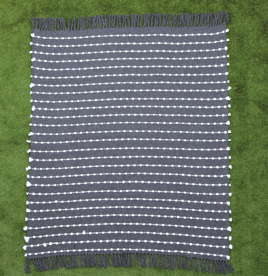 Hand Woven Throw Blankets 100 Cotton Grey White Throw Rug Etsy