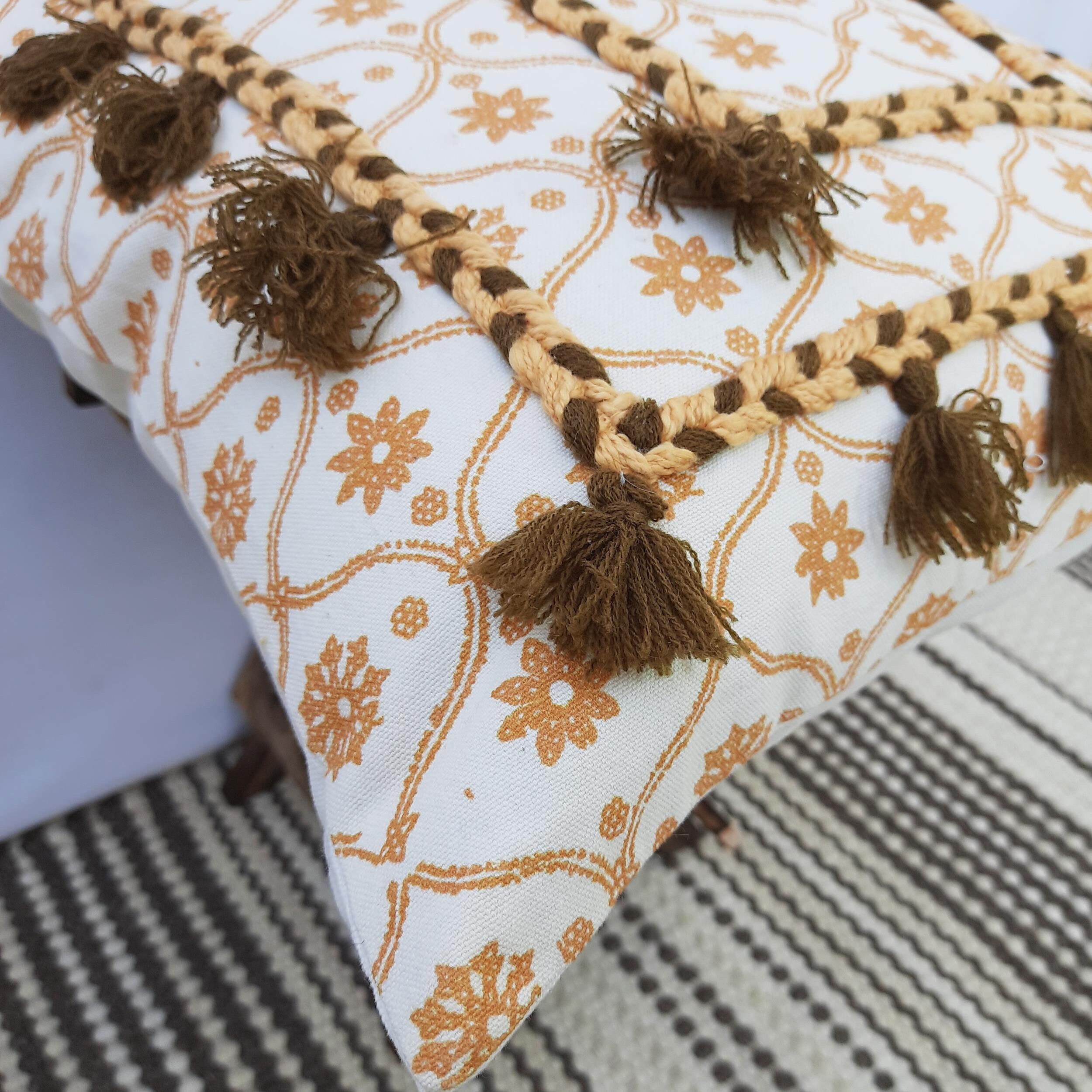 Embroidered Digital Printed Tufted Pillows 100 Cotton Etsy