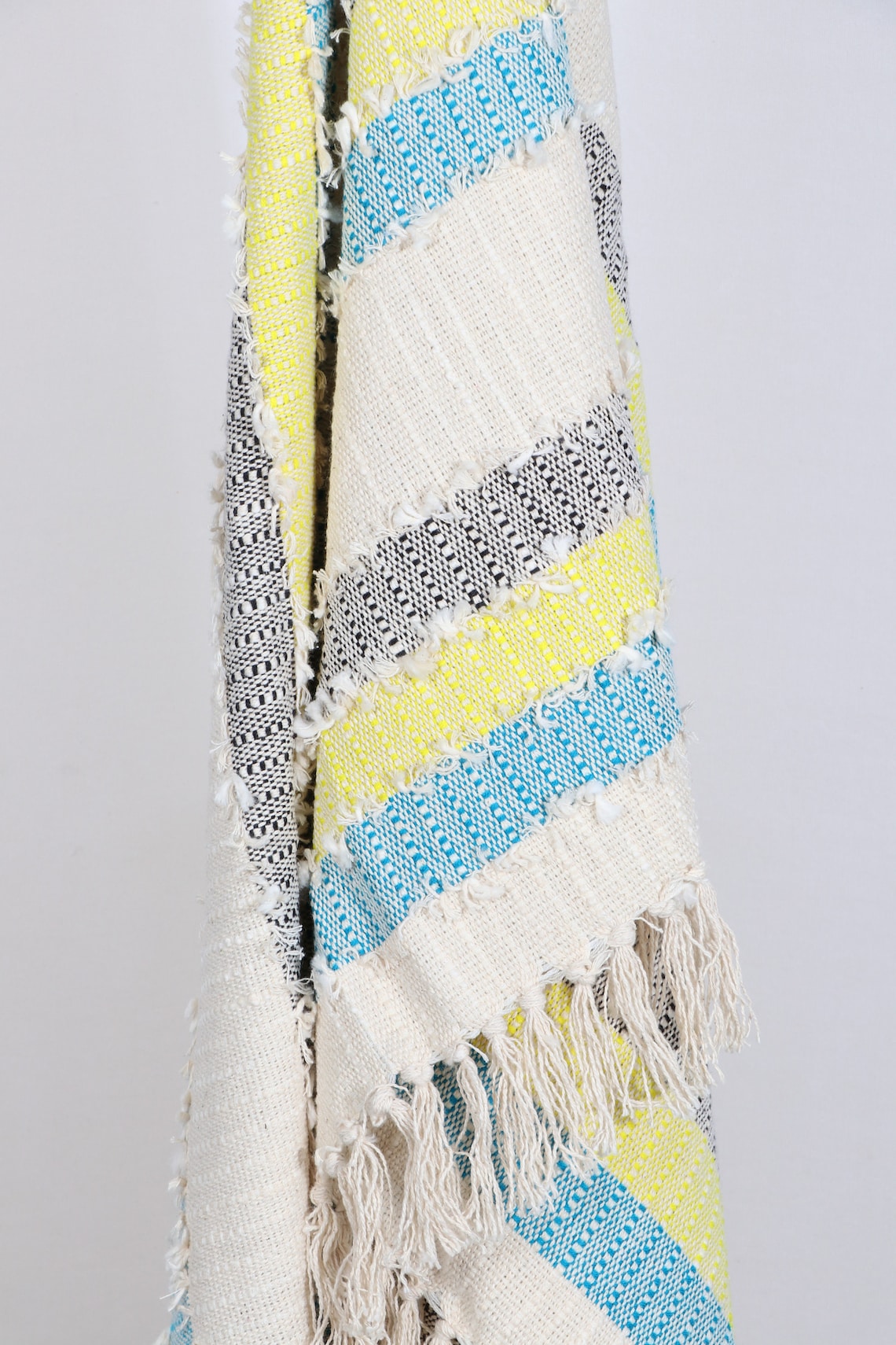 Woven Throw Blankets 100 Cotton White Throw Rug 50x60 Etsy