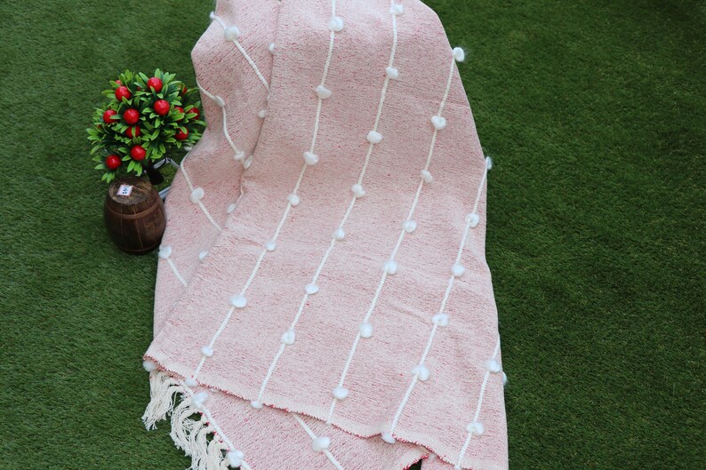 Woven Throw Blankets 100 Cotton White Throw Rug 50x60 Etsy