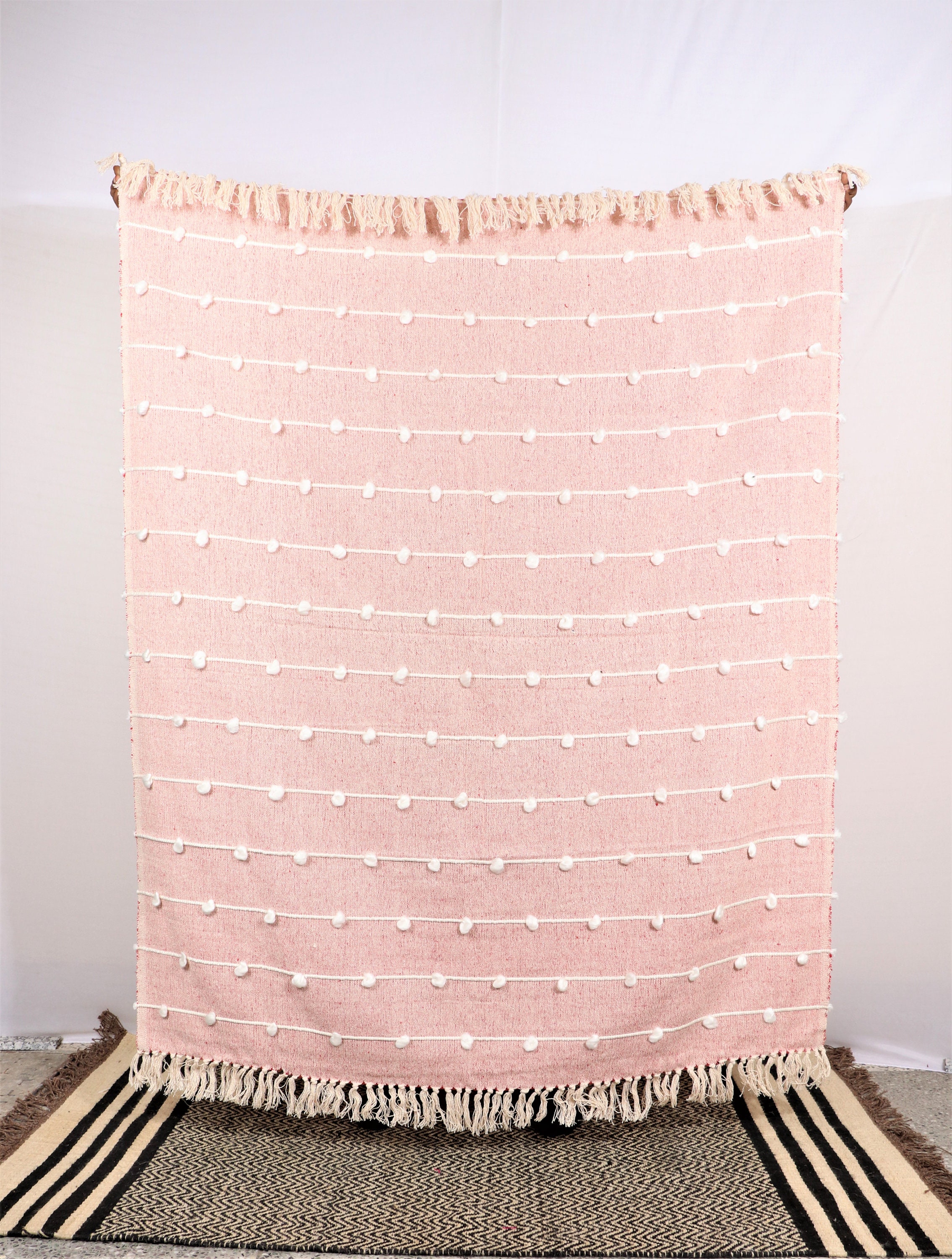 Woven Throw Blankets 100 Cotton White Throw Rug 50x60 Etsy