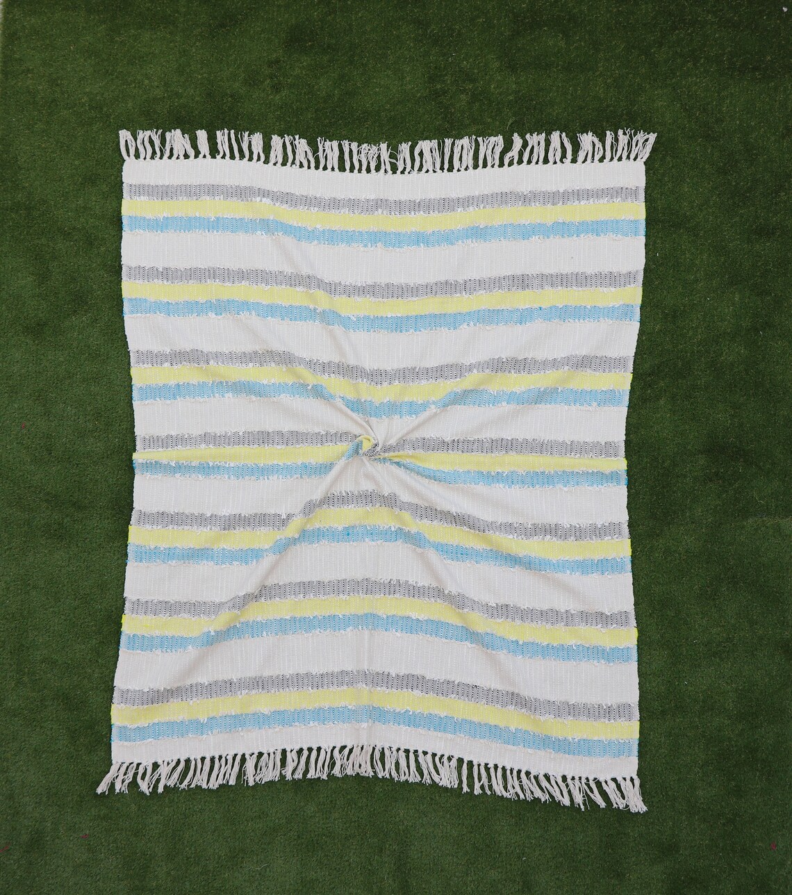 Woven Throw Blankets 100 Cotton White Throw Rug 50x60 Etsy