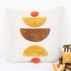 Handmade Tufted Cotton Pillowcase: Boho Abstract Mandala Home Decor