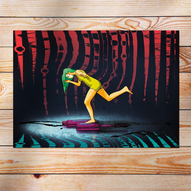 A3 print Mask Balancing woman. Illustration to decorate Decorative sheet