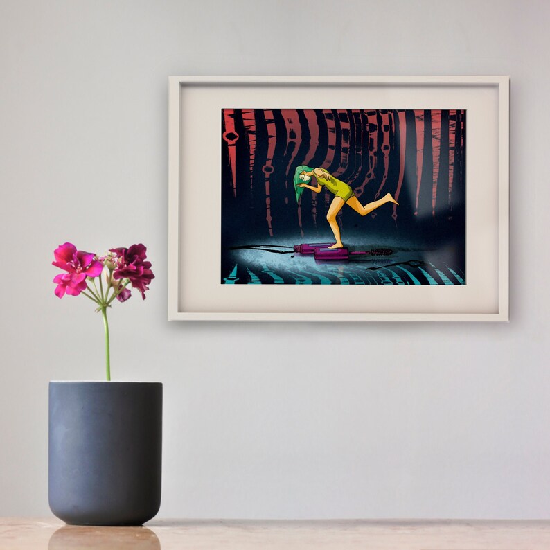 A3 print Mask Balancing woman. Illustration to decorate Decorative sheet