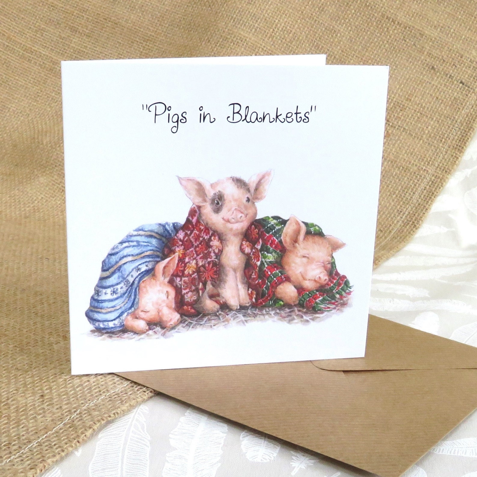 Pigs in Blankets 5x5 Greetings Card Christmas Etsy 日本