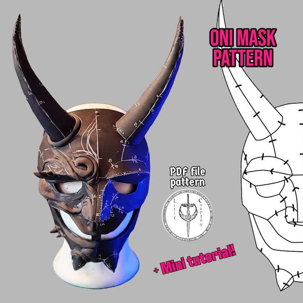 Oni Mask Pattern PDF - Customizable EVA Foam Craft Template & Mini Tutorial