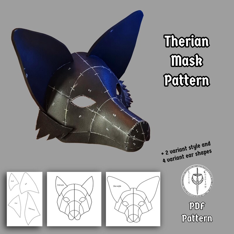 Therian Mask Ear Pattern Etsy