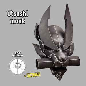 Utsushi Mask Pattern, PDF file for Eva Foam, DIY with Video Tutorial, cosplay crafting