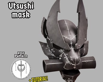 Utsushi Mask Pattern, PDF file for Eva Foam, DIY with Video Tutorial, cosplay crafting