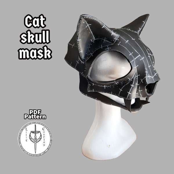 Cat Skull Mask PDF pattern template for EVA foam