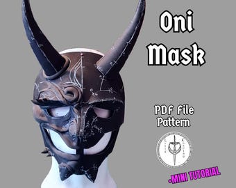 Modello maschera Oni in PDF - Modello artigianale personalizzabile in schiuma EVA e mini tutorial