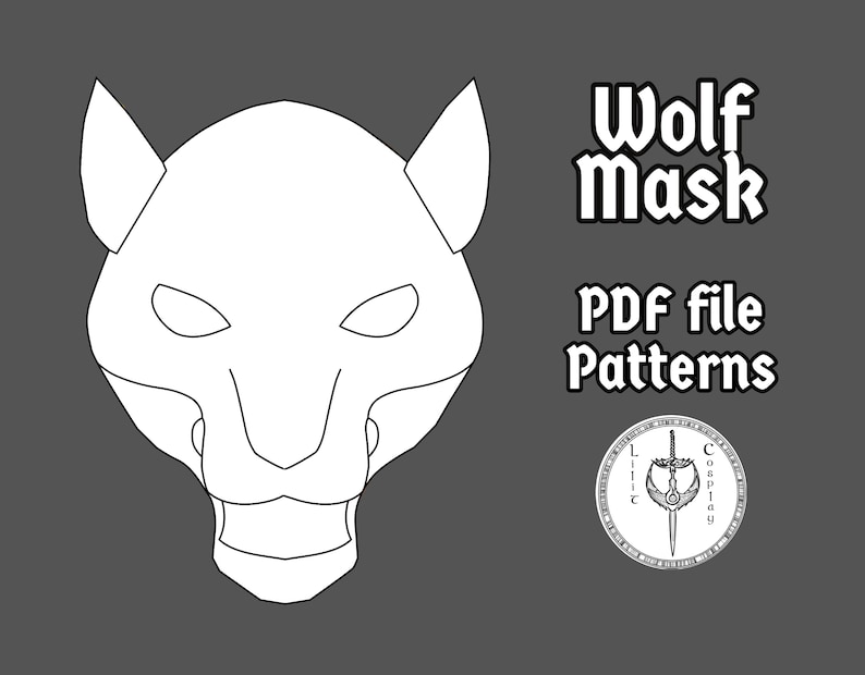 Realistic Wolf Mask PDF Pattern for Eva Foam Etsy Canada