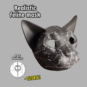 Realistic Feline Mask | EVA Foam Patterns | (Khajiit, Bastet, Fursuit, Larp)