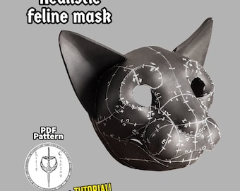 Realistic Feline Mask | EVA Foam Patterns | (Khajiit, Bastet, Fursuit, Larp)