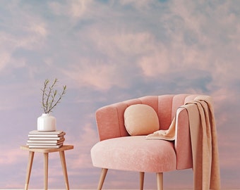 Dreamy Clouds Sunset Sky Wispy Wallpaper Mural - Removable Self-adhesive Wallpaper - Peel and Stick