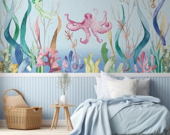 Underwater Sea Creature Mural – Removable Peel and Stick Wallpaper