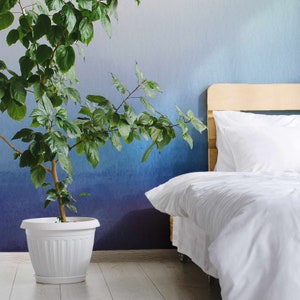 Blue Sky Hygge Watercolour Ombré Aritchee Wallpaper Mural - Removable Self-adhesive Wallpaper - Peel and Stick