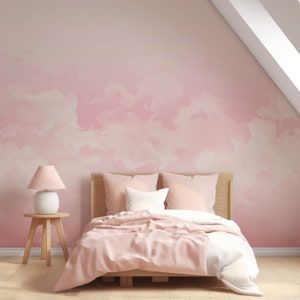 Dreamy Pink Clouds Pink Dreamy Skies Wallpaper Mural - Removable Self-adhesive Wallpaper - Peel and Stick