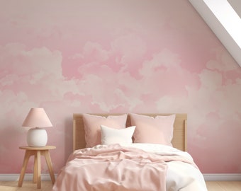 Pink Clouds Wallpaper Mural – Dreamy Removable Wallpaper