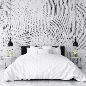 Abstract Black Textures on White Correver Wallpaper Mural - Removable Self-adhesive Wallpaper - Peel and Stick