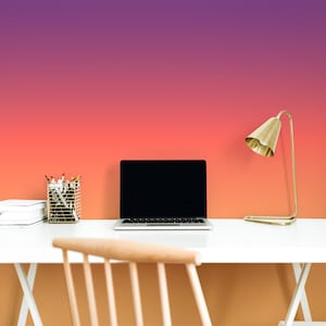 Purple to Orange Colour Gradient Misty Sunset Wallpaper Mural - Removable Self-adhesive Wallpaper - Peel and Stick