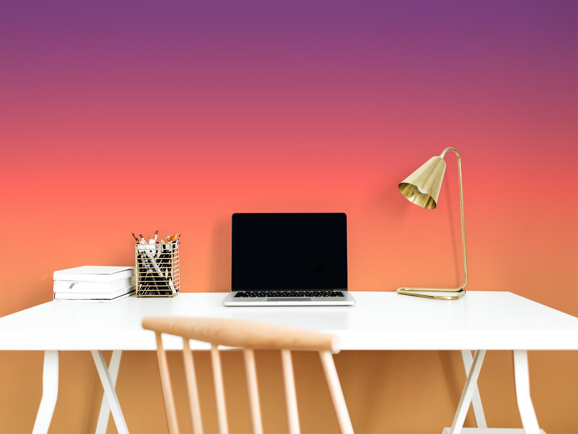 Purple to Orange Colour Gradient Misty Sunset Wallpaper Mural - Removable Self-adhesive Wallpaper - Peel and Stick