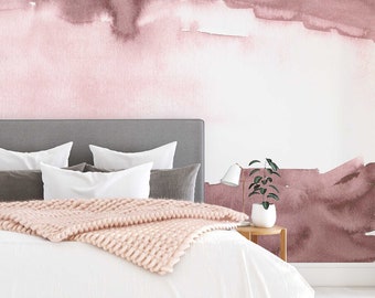 Blush Pink Abstract Watercolour New York Pink Wallpaper Mural - Removable Self-adhesive Wallpaper - Peel and Stick