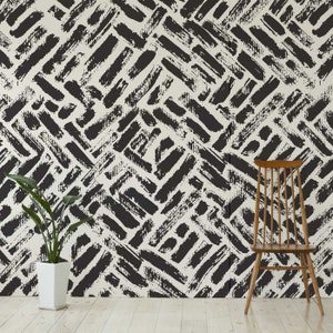 Abstract Black and Beige Brick Effect Abnus Wallpaper Mural - Removable Self-adhesive Wallpaper - Peel and Stick