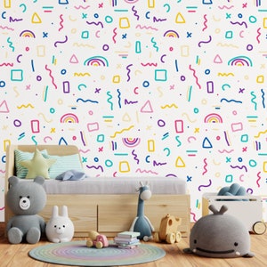 Bright Squiggles Children's Syrily Wallpaper Mural Removable Self-adhesive Wallpaper Peel and Stick image 4